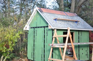 A little more upfront, less later. Zip Sheathing with an integrated weather resistive barrier and taped seams costs more than OSB (oriented-strand board). BUT vinyl siding leaks-- a lot. And OSB hates water--it'll start growing mold and rotting with a few days exposure.  Planning for moisture behind the siding means the shed should last as long as the house on the property--maybe longer.